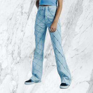 NWT Pacsun Pintuck Seam High Rise Bootcut Jean Retro Lt Blue Festival Boho sz 26